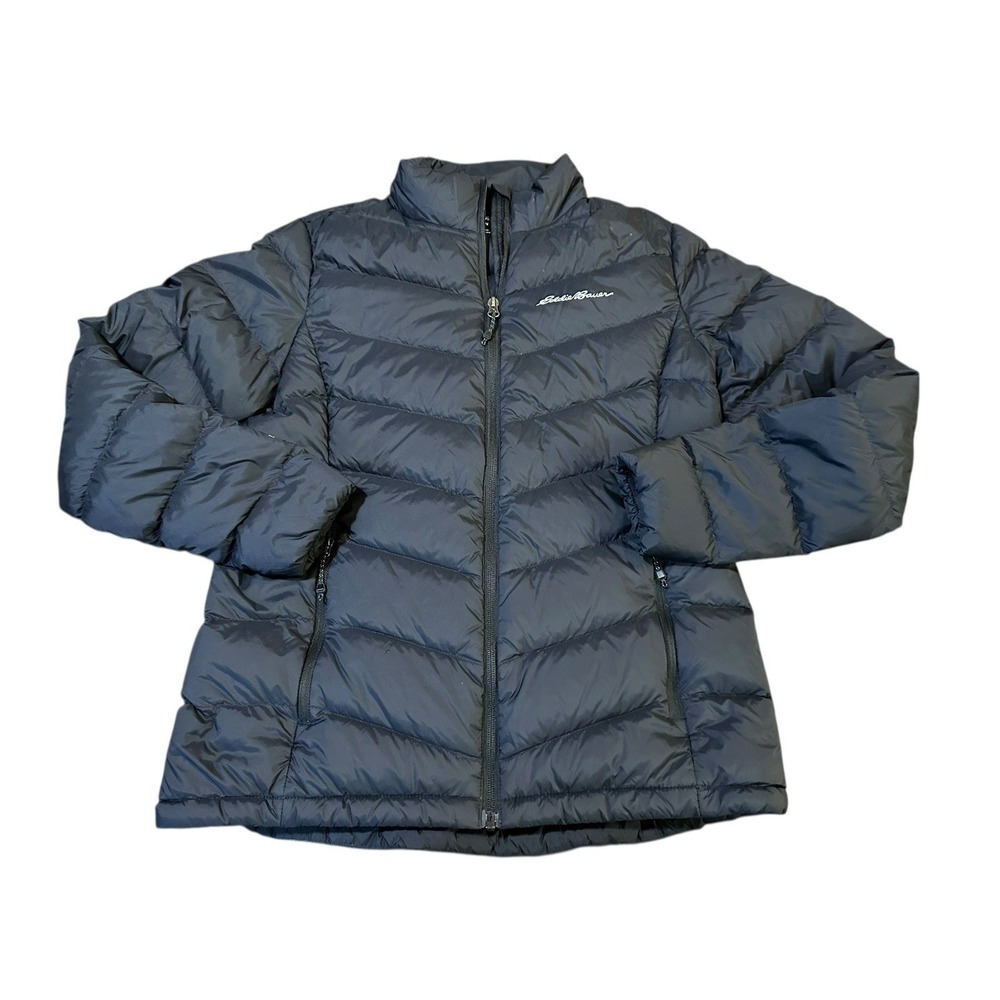 Eddie Bauer Womens Down Packable Lightweight Black Jacket Puffer Coat EB650 Sz S